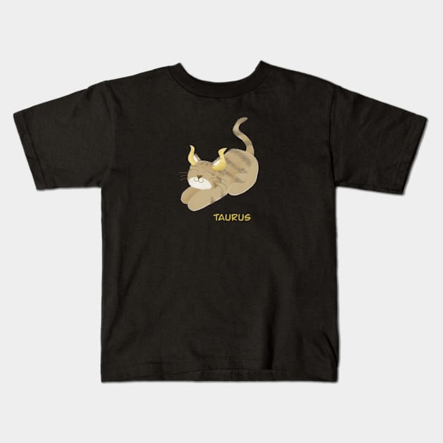 Taurus cat zodiac sign Kids T-Shirt by AbbyCatAtelier